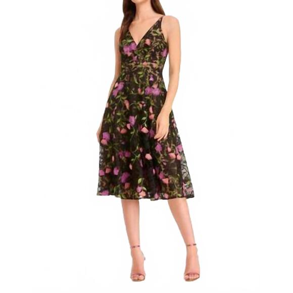 NEW DRESS THE POPULATION elisa dress in black multi